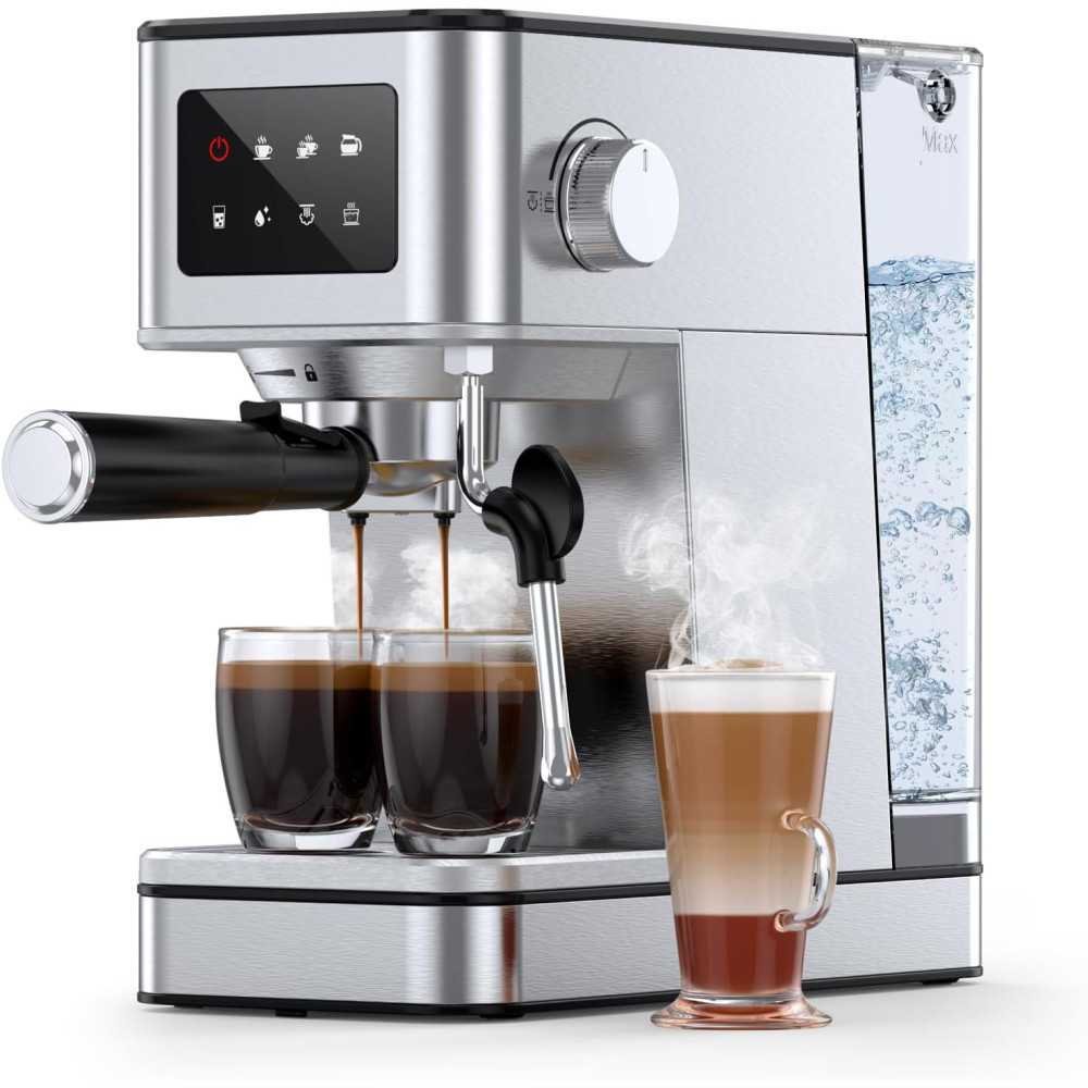 Espresso Machine featuring 20 Bar Pressure, Milk Frother, and LED Touchscreen Control | TekChoice Electronics