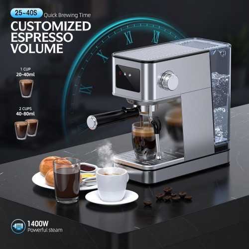 Espresso Machine featuring 20 Bar Pressure, Milk Frother, and LED Touchscreen Control | TekChoice Electronics