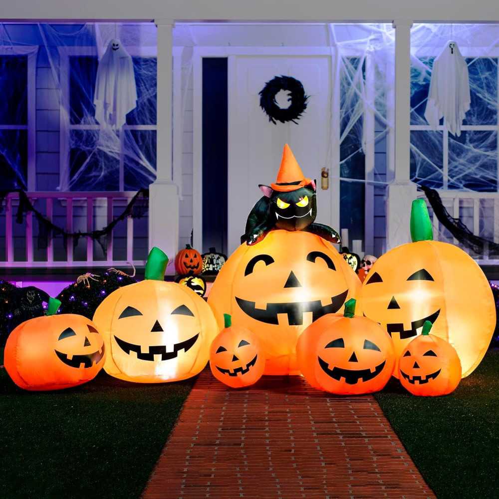 7 FT Long Inflatable Pumpkin Halloween Decoration