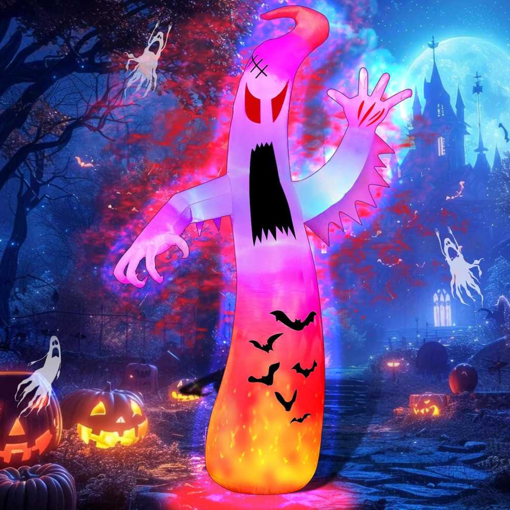 5 FT Ghost w/ Black Cat and Pumpkin Yard Halloween Inflatable Decoration