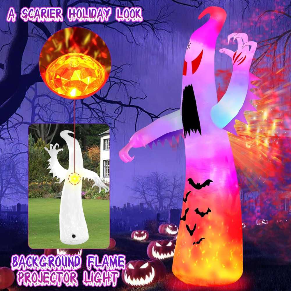 12 FT Giant Ghost Inflatable w/ Flashing Lights Halloween Decoration