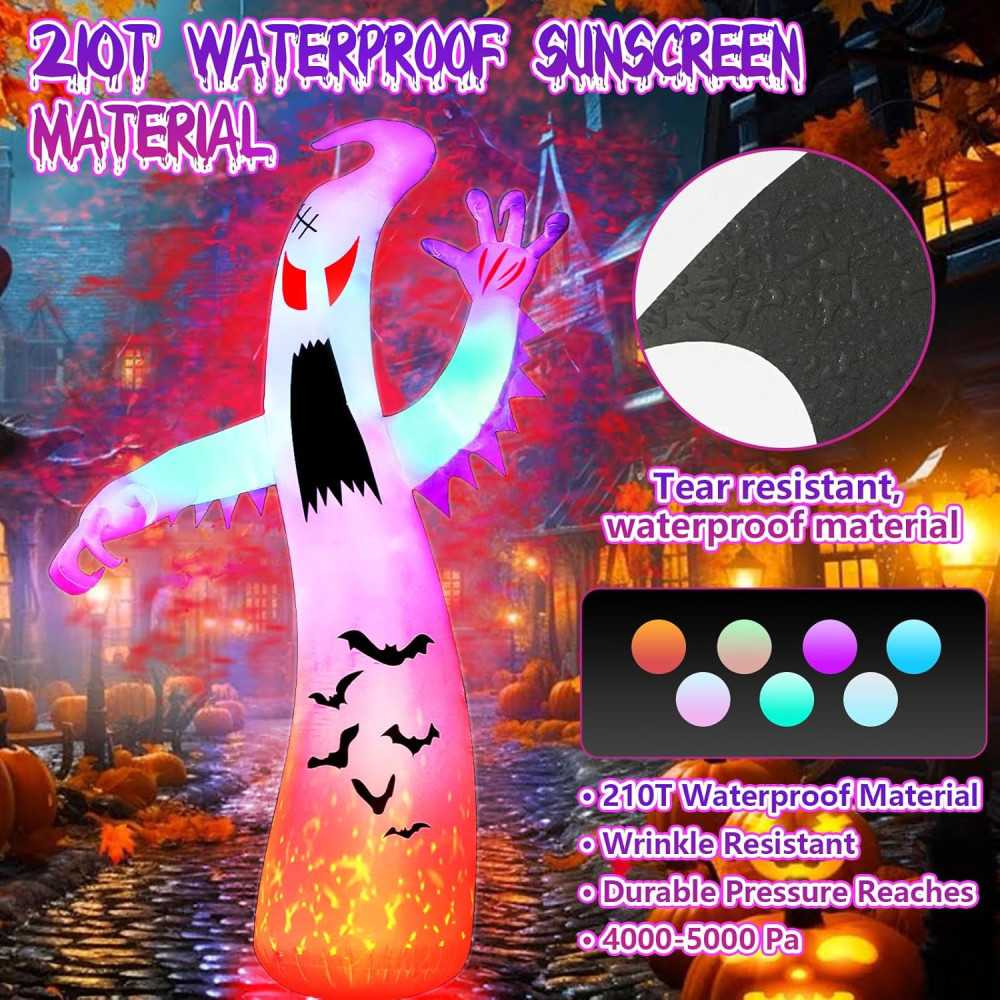 12 FT Giant Ghost Inflatable w/ Flashing Lights Halloween Decoration