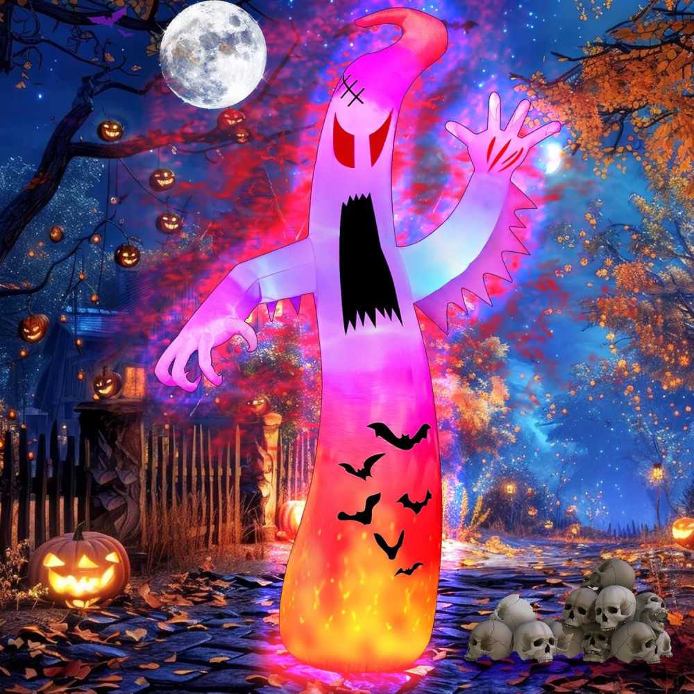 12 FT Giant Ghost Inflatable w/ Flashing Lights Halloween Decoration