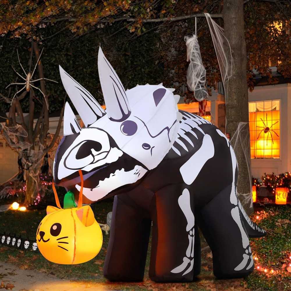 5 FT Ghost w/ Black Cat and Pumpkin Yard Halloween Inflatable Decoration