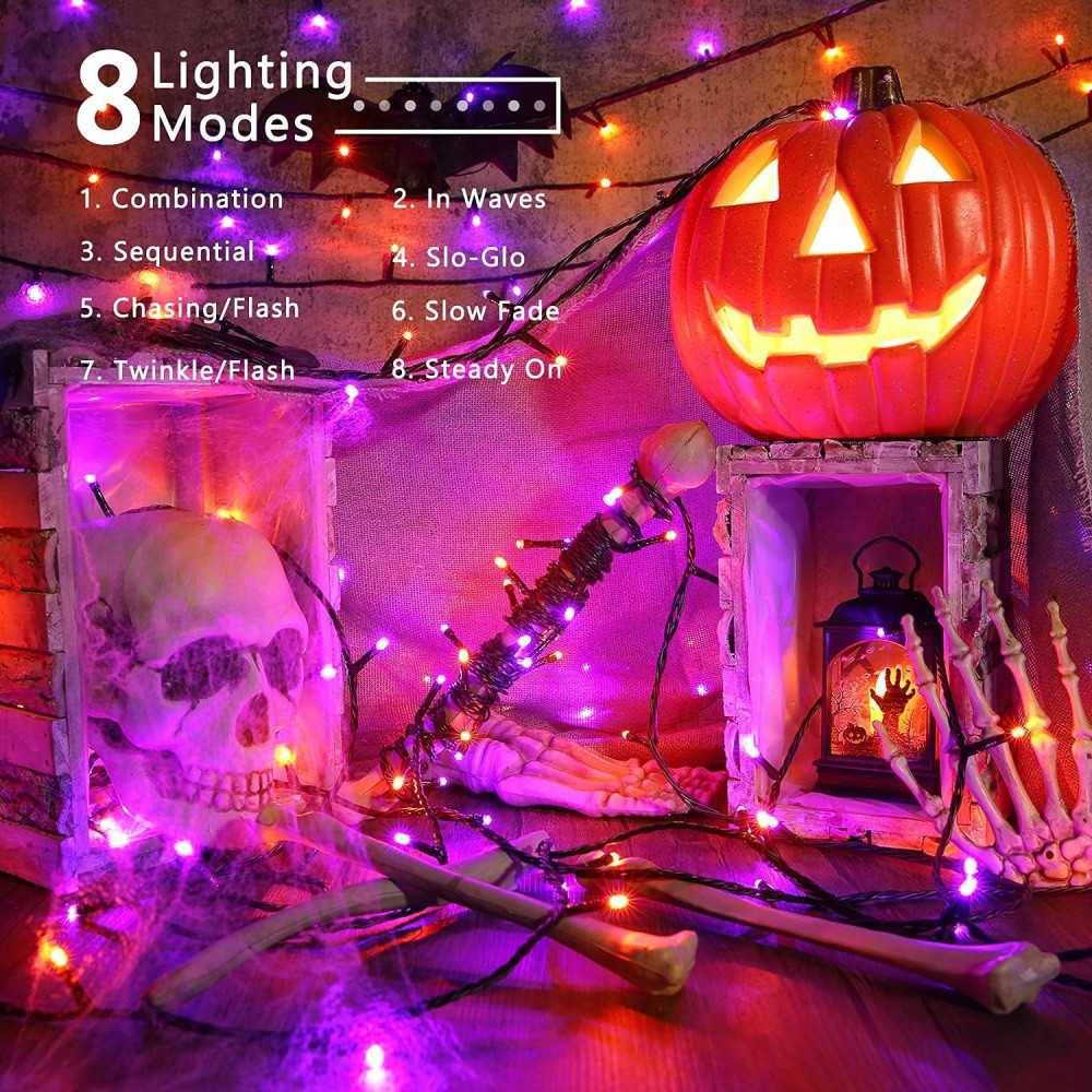 LED Halloween Lights in Purple & Orange