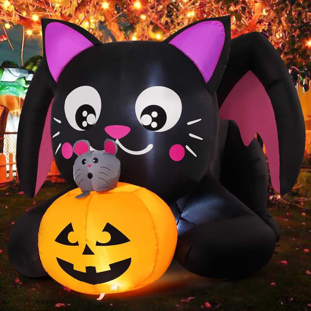 5 FT Inflatable Cat and Pumpkin Duo Inflatable Decoration