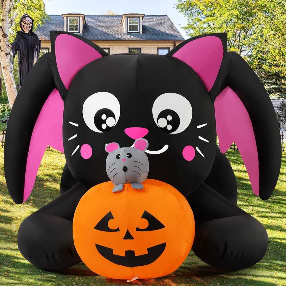 5 FT Inflatable Cat and Pumpkin Duo Inflatable Decoration