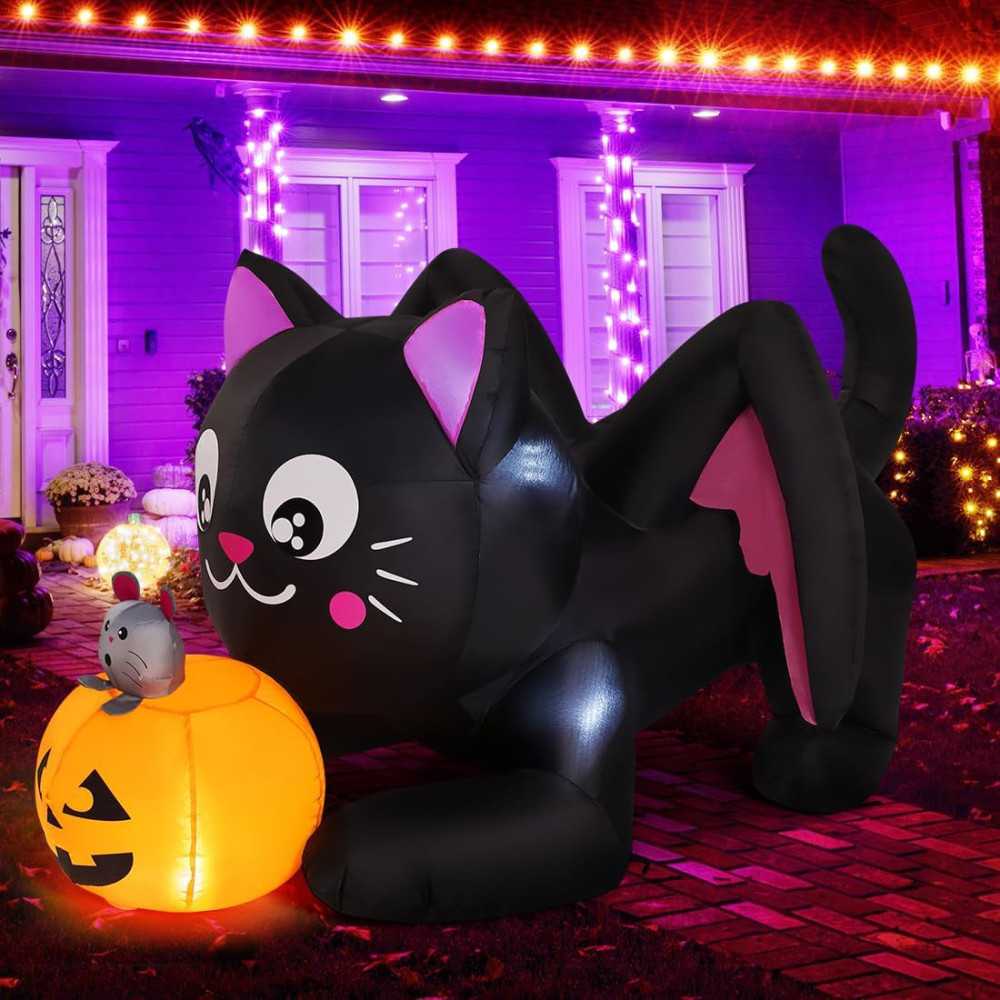 5 FT Inflatable Cat and Pumpkin Duo Inflatable Decoration