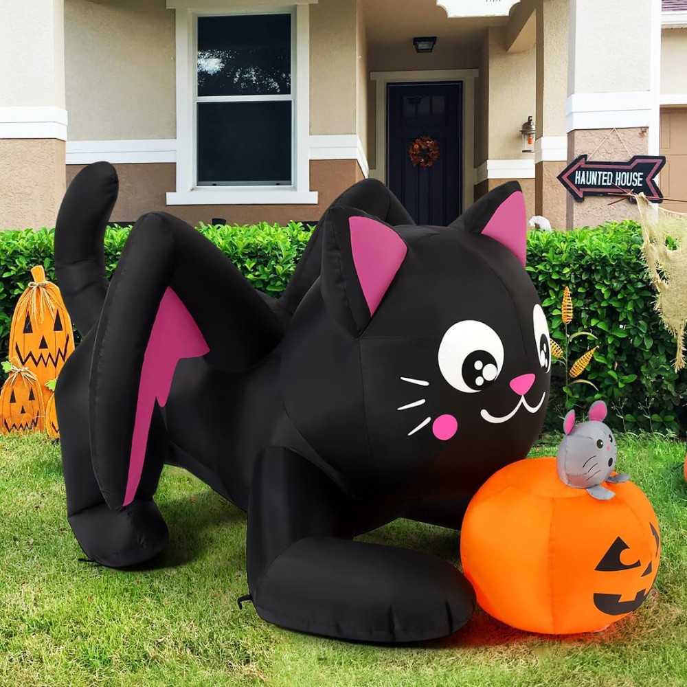 5 FT Inflatable Cat and Pumpkin Duo Inflatable Decoration