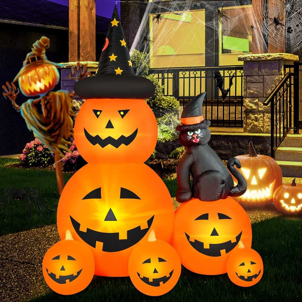 12 FT Pumpkin Vampire Halloween Inflatables Decoration w/ Built-in LEDs