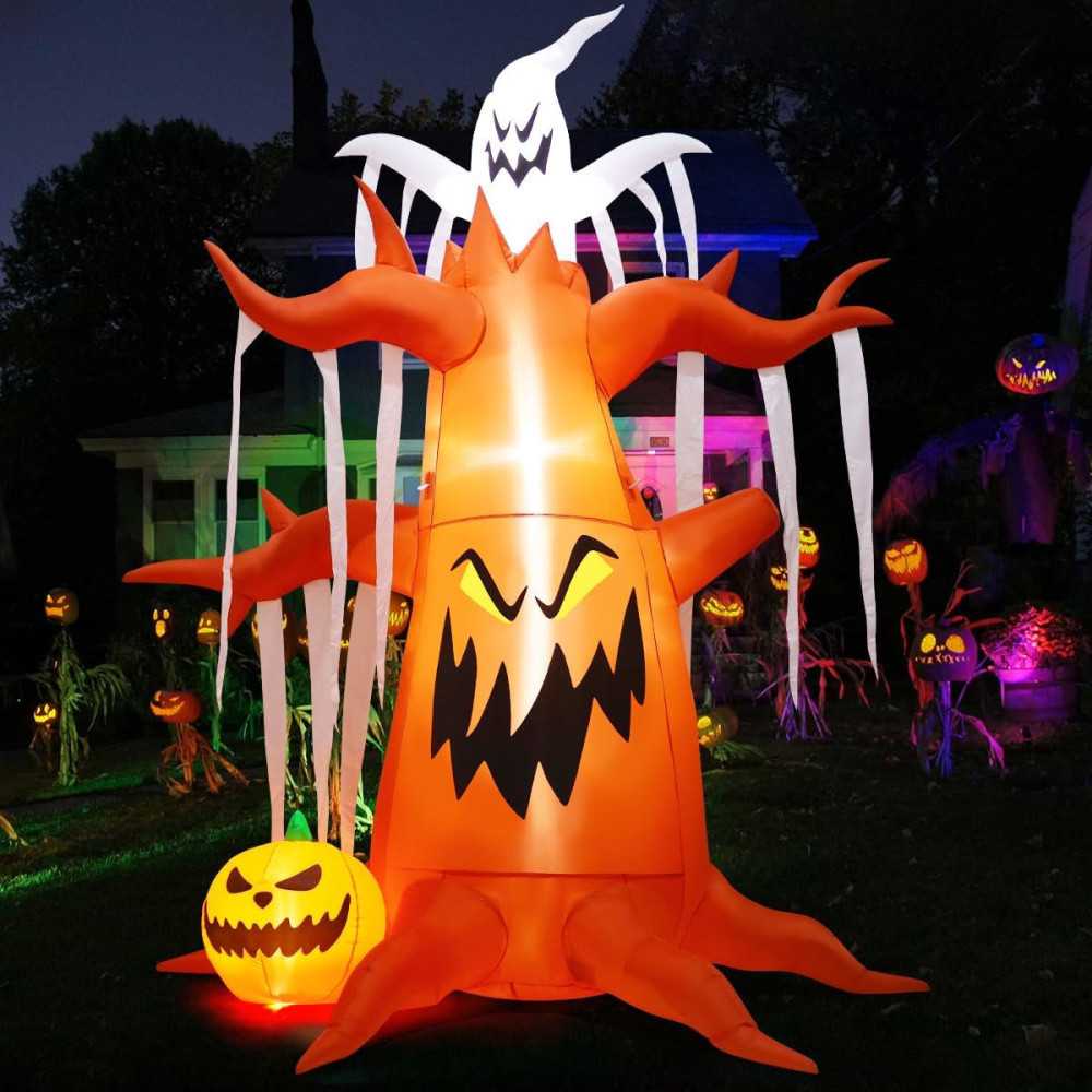 5 FT Ghost w/ Black Cat and Pumpkin Yard Halloween Inflatable Decoration