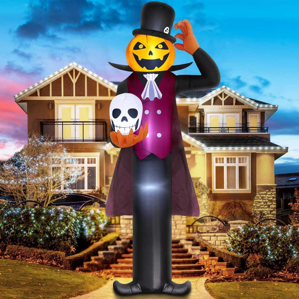 5 FT Wizard Ghost Inflatable w/ Glowing Pumpkin LEDs Halloween Decoration