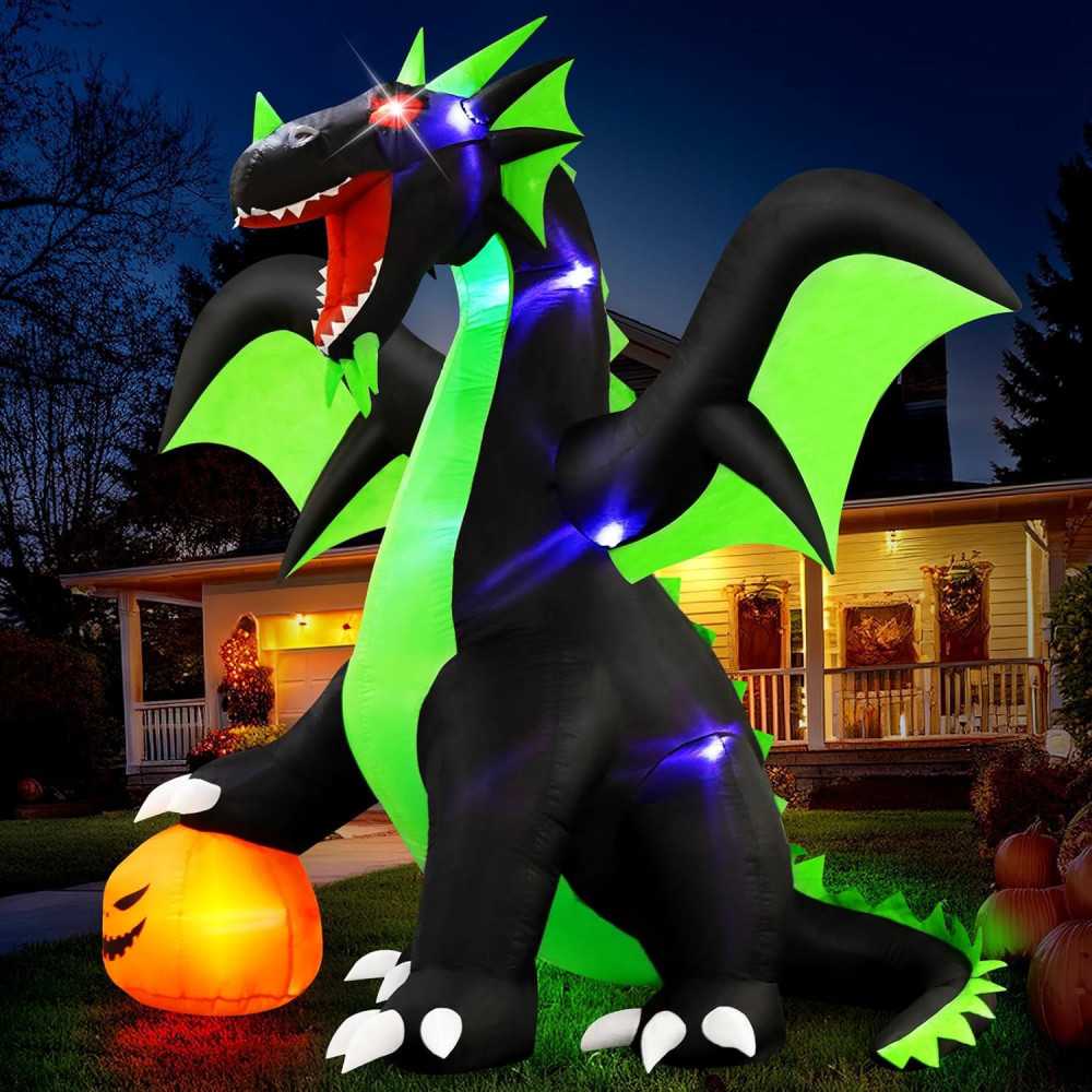 9 FT Inflatable Dragon Yard Halloween Inflatables Decoration w/ LED Lights