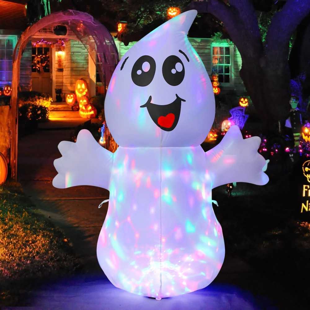 5 FT Rotating Light-Up Ghost Inflatables Halloween Decoration