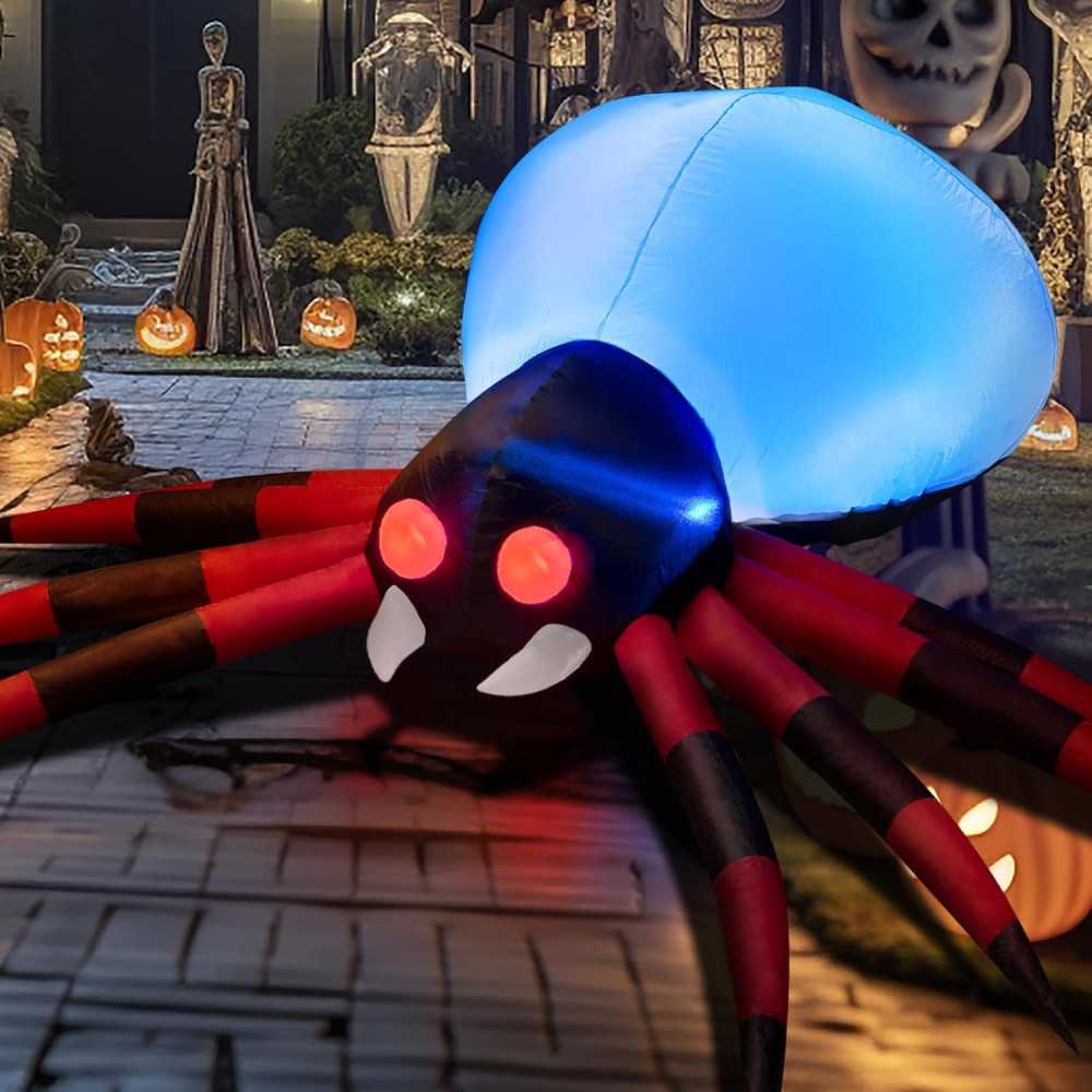 8 FT Wide Inflatable Spider w/ Glowing Magic Light for Halloween Decoration