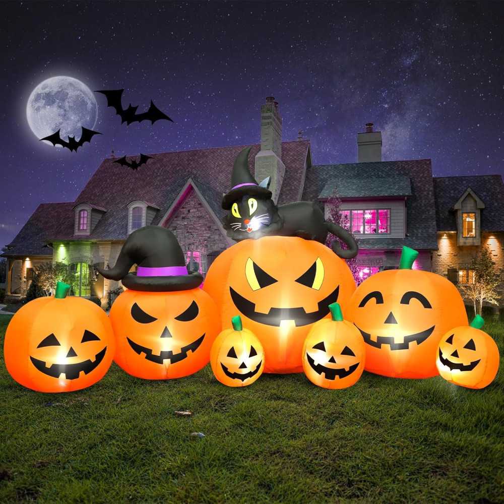 12 FT Pumpkin Vampire Halloween Inflatables Decoration w/ Built-in LEDs