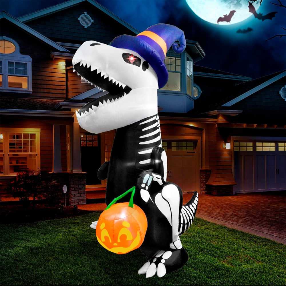 8 FT Inflatable Skeleton Dinosaur Halloween Decoration