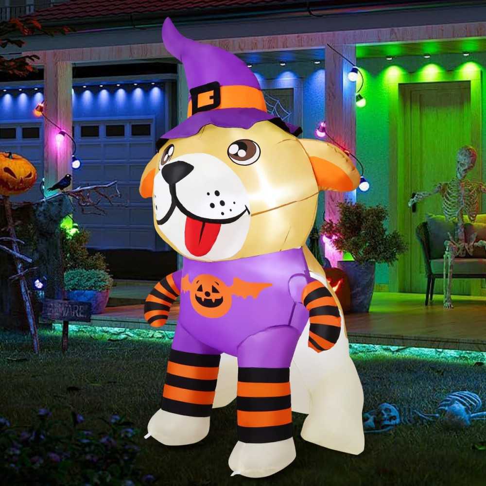 5 FT Wizard Ghost Inflatable w/ Glowing Pumpkin LEDs Halloween Decoration