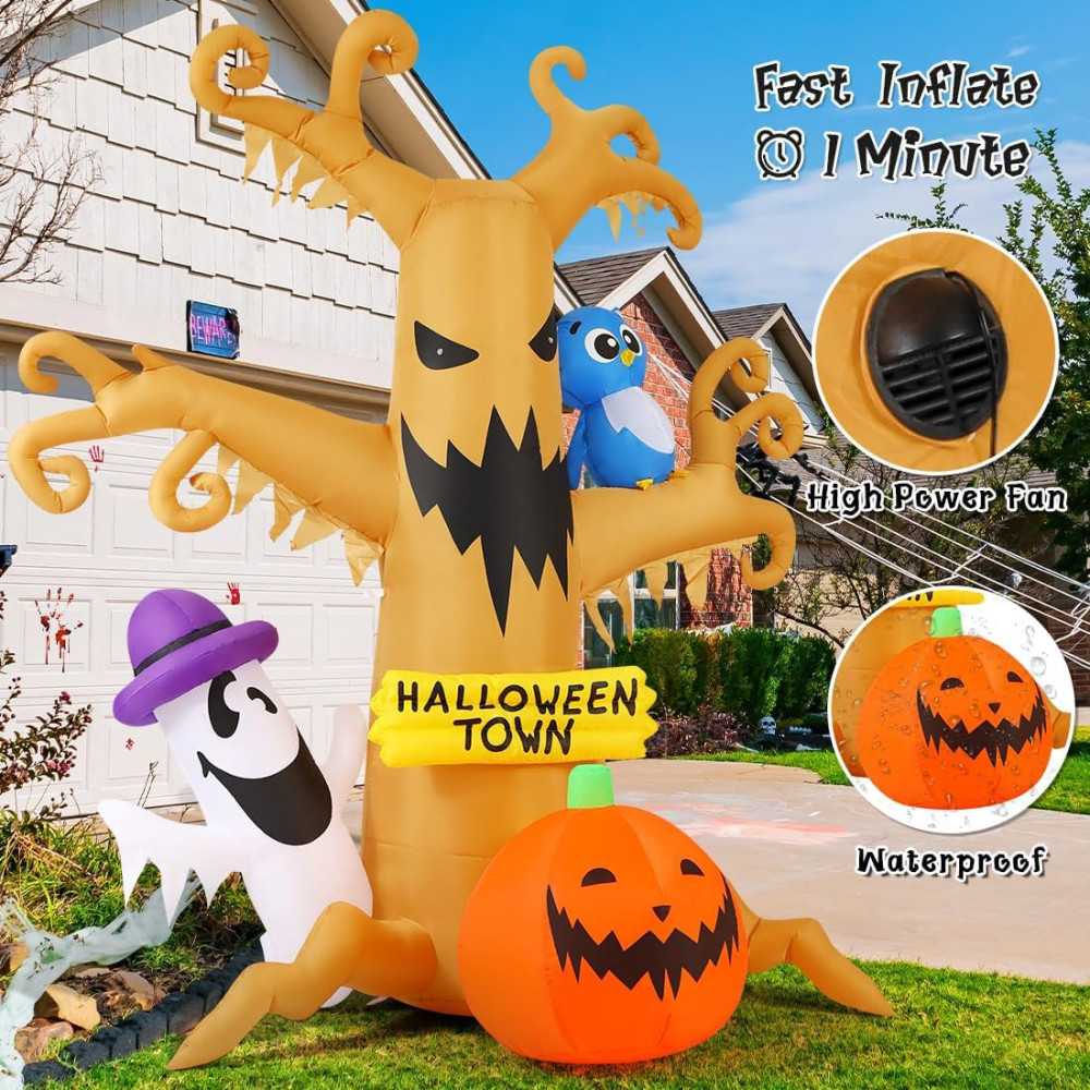 8 FT Halloween Inflatables and LED-Lit Dead Tree Halloween Decoration