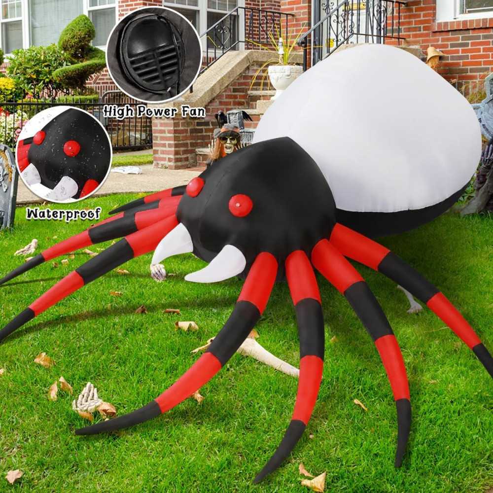 8 FT Wide Inflatable Spider w/ Glowing Magic Light for Halloween Decoration