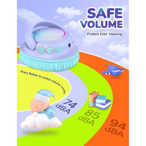 Glow-Go Kids Bluetooth Headphones - Long-lasting Battery, Safe Volume Levels, and Fast Charging | TekChoice Electronics