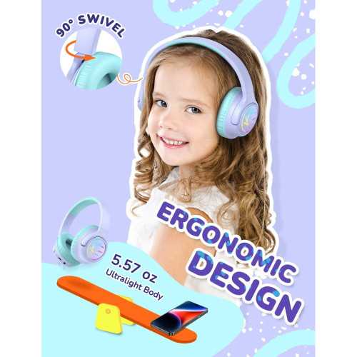 Glow-Go Kids Bluetooth Headphones - Long-lasting Battery, Safe Volume Levels, and Fast Charging | TekChoice Electronics