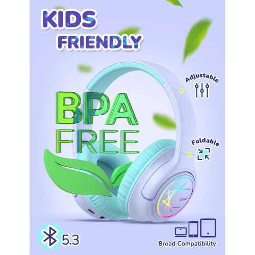 Glow-Go Kids Bluetooth Headphones - Long-lasting Battery, Safe Volume Levels, and Fast Charging | TekChoice Electronics