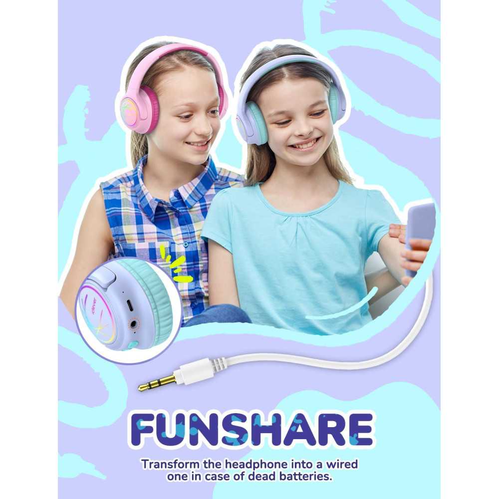 Glow-Go Kids Bluetooth Headphones - Long-lasting Battery, Safe Volume Levels, and Fast Charging | TekChoice Electronics
