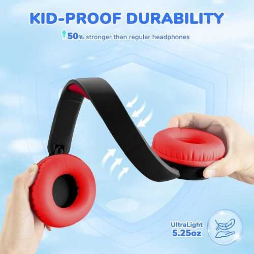 BTH22 Kids Bluetooth Headphones - 60H Play Time, USB C Fast Charging, Bluetooth 5.4, & More