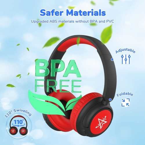 BTH22 Kids Bluetooth Headphones - 60H Play Time, USB C Fast Charging, Bluetooth 5.4, & More