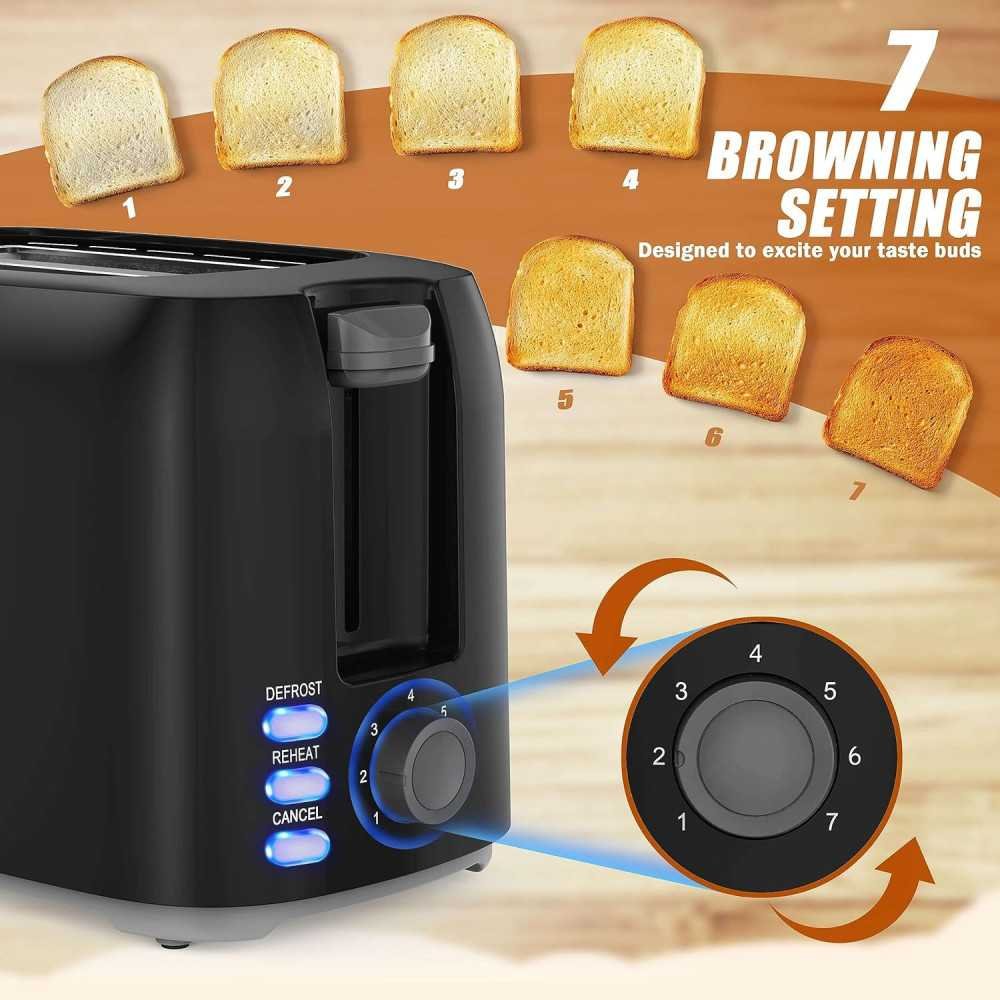 2 Slice Toaster with 7 Shade Settings and Removable Crumb Tray - A Compact Choice for Bagels, Bread, and Waffle | TekChoice Electronics