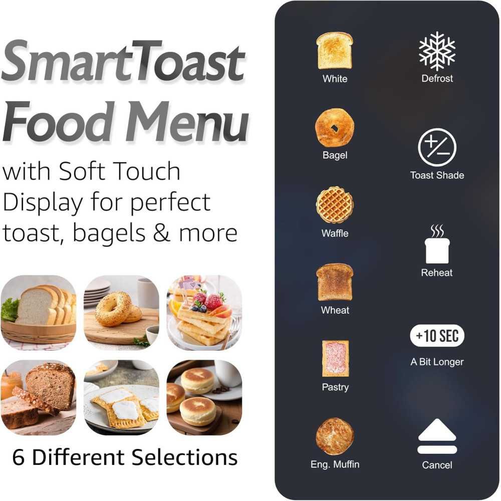 SmartToast 4-Slice Toaster with Bagel Function and LED Touch Screen | TekChoice Electronics