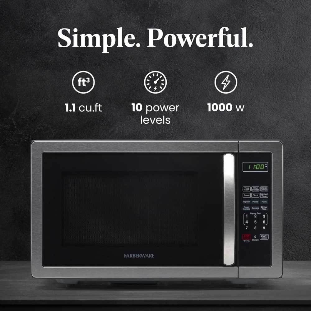 (1.1 Cu Ft) 1000W Countertop Microwave for Small Spaces | TekChoice Electronics