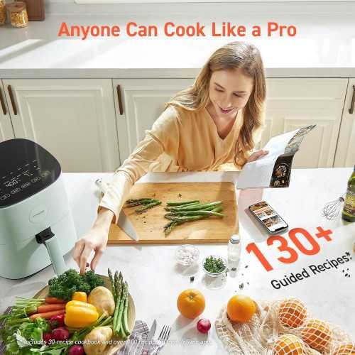 9-in-1 Air Fryer - 130+ Recipes, 450°F Max Heat, Easy Clean Glass Touch Panel, Nonstick Basket, and More | TekChoice Electronics