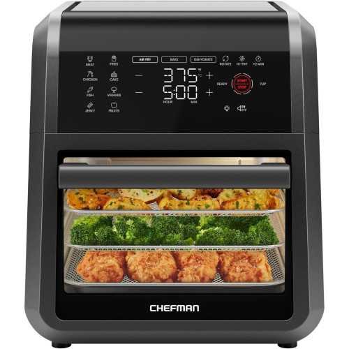 12 QT 6 in 1 Air Fryer Oven with Digital Timer and 12 Presets | TekChoice Electronics