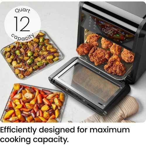 12 QT 6 in 1 Air Fryer Oven with Digital Timer and 12 Presets | TekChoice Electronics