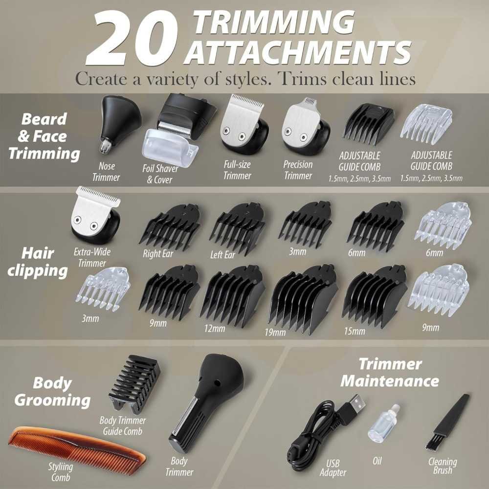 21 Piece All-in-One Grooming Kit and Hair Clipper | TekChoice Electronics