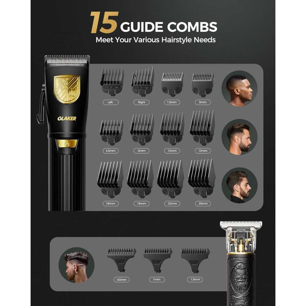 Cordless Hair Clipper Kit with Precision LED Display and 15 Guide Combs | TekChoice Electronics