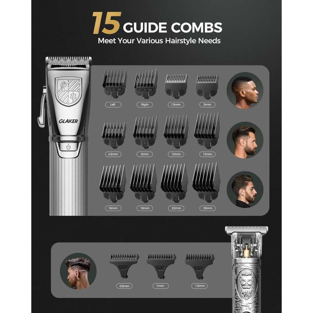 Cordless Hair Clipper Kit with Precision LED Display and 15 Guide Combs | TekChoice Electronics