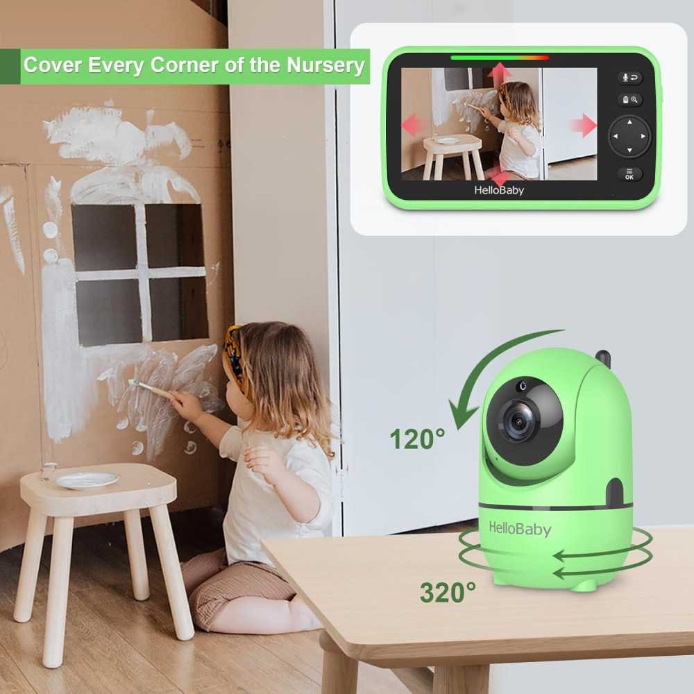 5 inch Pan-Tilt-Zoom Video Baby Monitor with 30-Hour Battery Life and 1000ft Range - No WiFi Needed | TekChoice Electronics