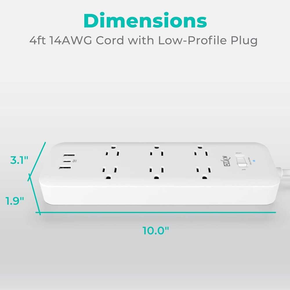 USB-C PD Surge Protector Power Strip: Safeguard Your Devices with 6 Outlets and Rapid Charging Technology | TekChoice Electronics