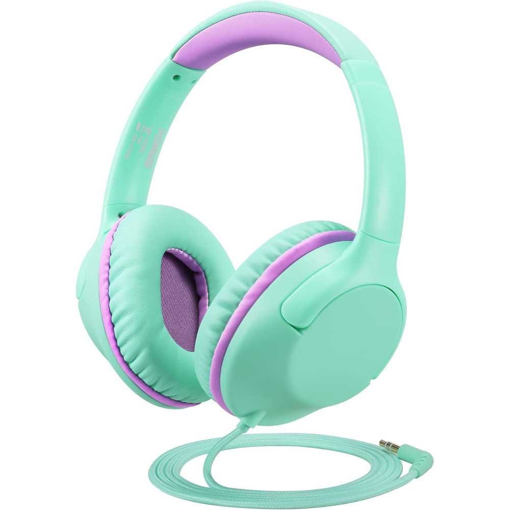 Mint Green Kids Over-Ear Headphones for a Volume-Limited Listening | TekChoice Electronics