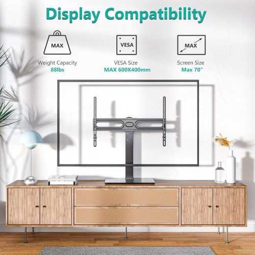 Universal TV Stand - Perfect Fit for Your 32 to 70 Inch TV with 6 Height Adjustments and 70° Swivel Feature | TekChoice Electronics