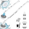Voweek Electric Spin Scrubber, Cordless Cleaning Brush with Adjustable Extension Arm 4 Replaceable Cleaning Heads, Power Shower