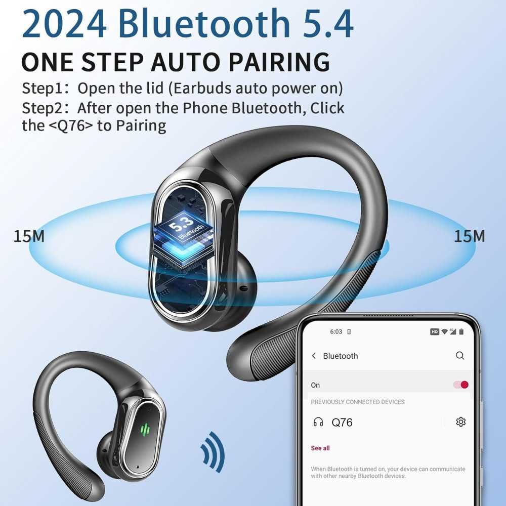 (2024) Bluetooth 5.4 Headphones w/ Dual LED Display and ENC Noise Cancelling Mic | TekChoice Electronics