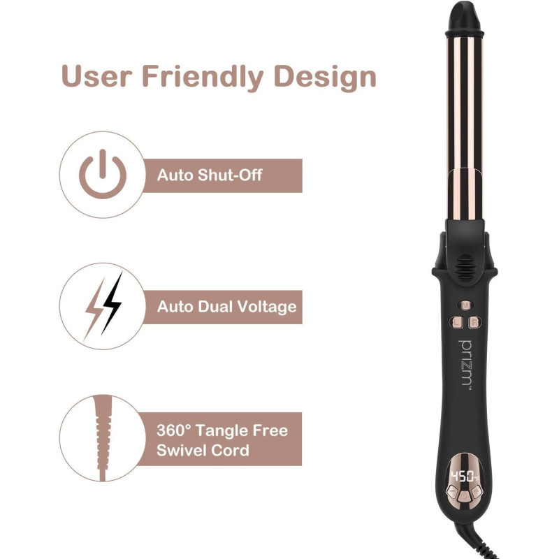 Prizm 1 Inch Wavy Professional Rotating Curling Iron