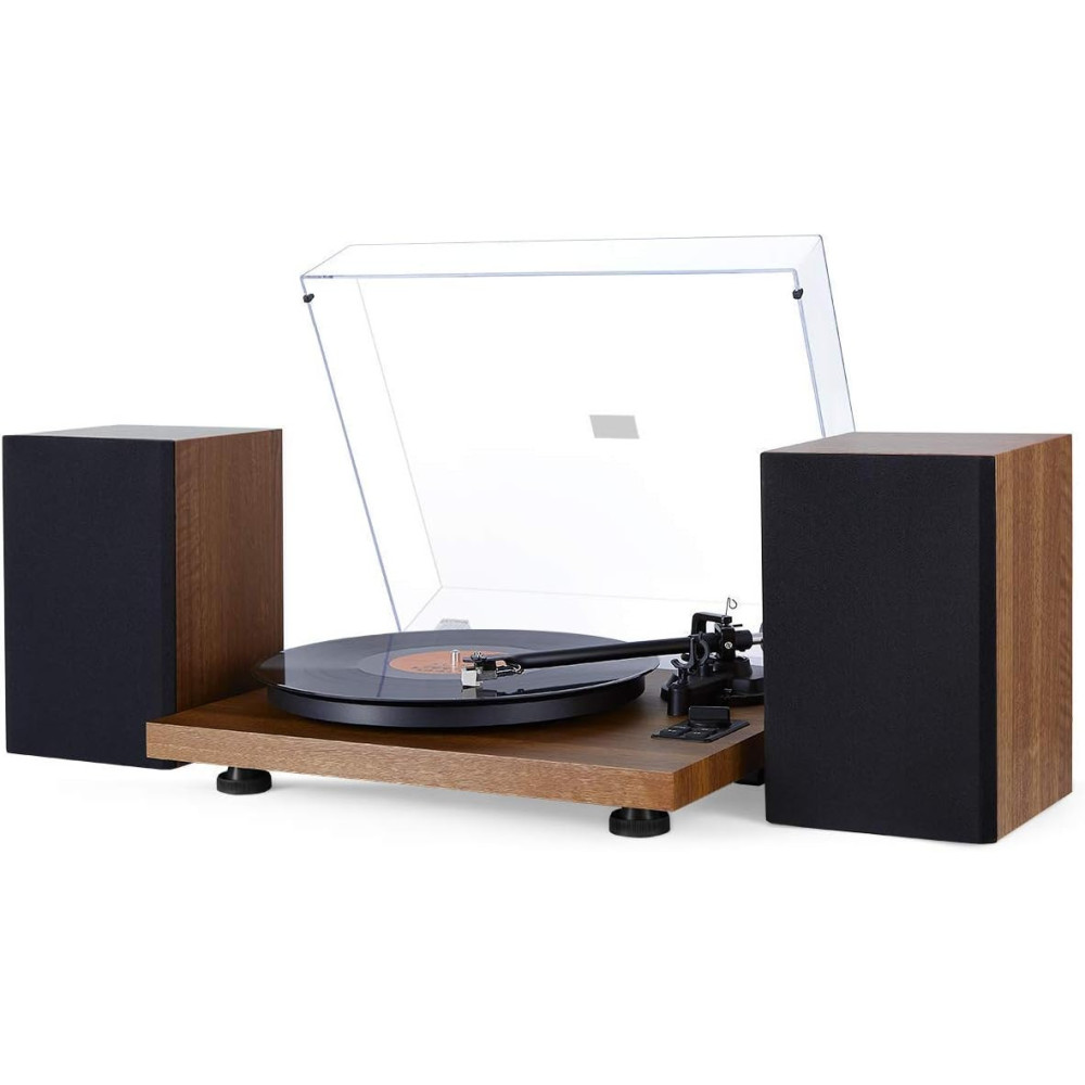 Wireless Record Player Turntable HiFi System with 36W Bookshelf Speakers