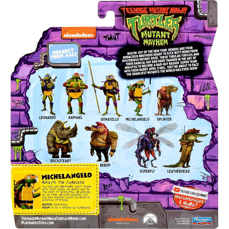 Playmates Toys' Teenage Mutant Ninja Turtles: Mutant Mayhem - 4.25-inch Basic Action Figure of Michelangelo