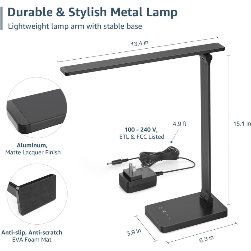 LED Desk Lamp - 9W 550lm Metal Desk Light