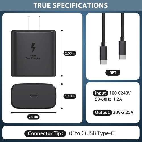 (3 Pack) 45W USB-C Chargers for Samsung Galaxy & Galaxy Tab | TekChoice Electronics